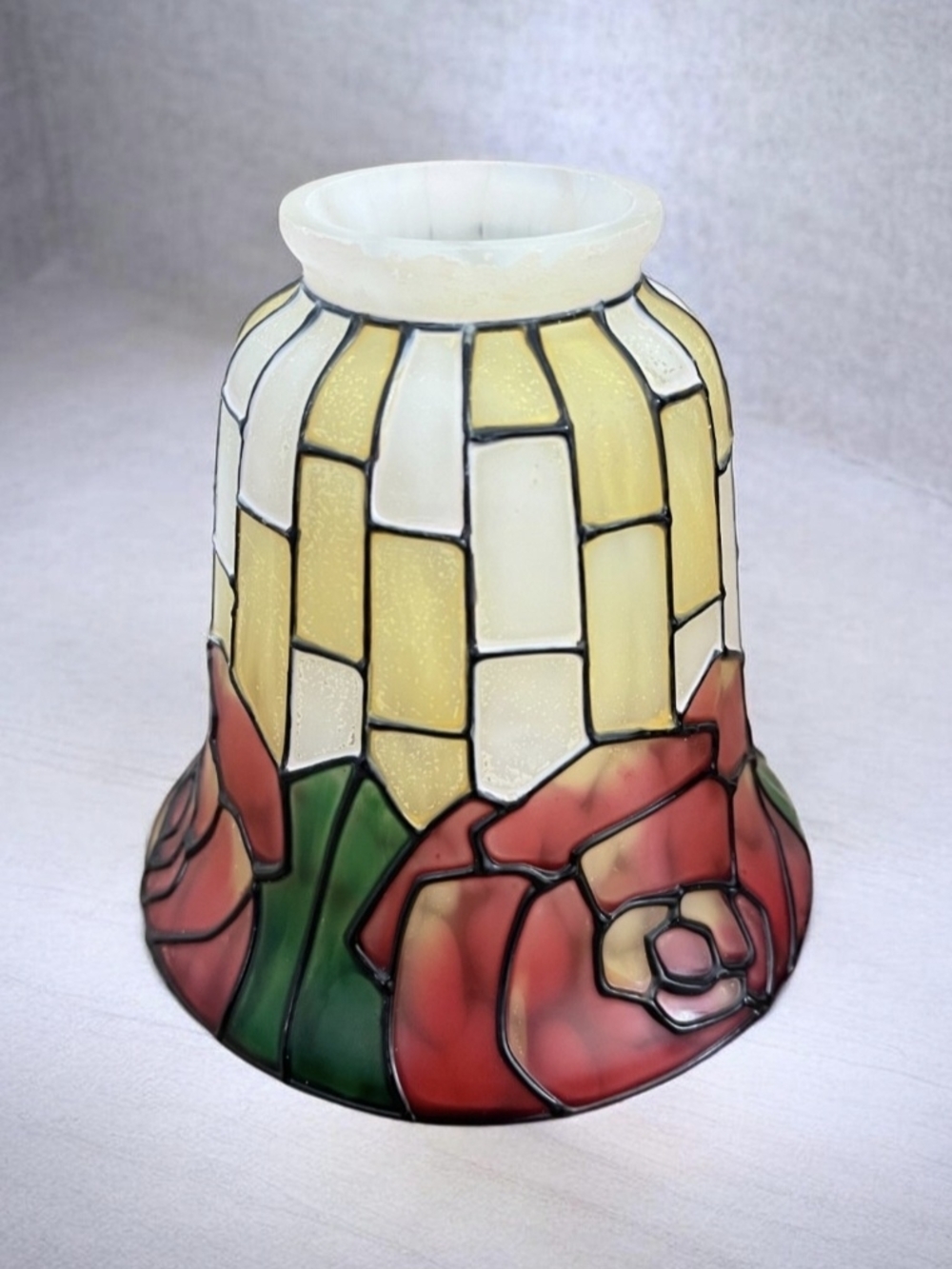 Tiffany Style Stained Glass Floral Bell Lamp Shade Multicolor 5" x 5.5"